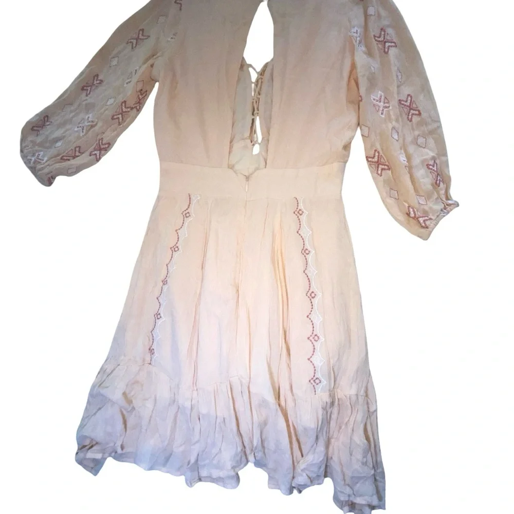 TOWNSEN Piper Beige‎ boho dress with embroidered Details size Small